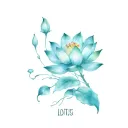 japanese lotus flower with satori written beneath it tattoo design idea