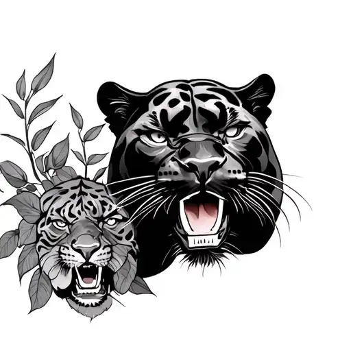 traditional panthers on lower stomach  tattoo design idea