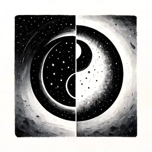 half sun half moon merging together in harmony and balance equal in tattoo space and design maybe a circle tattoo design idea