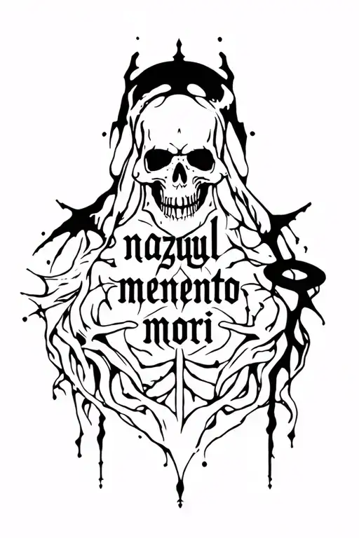 nazgul and "memento mori" written tattoo design idea