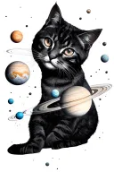 solar system with tiny cats  tattoo design idea