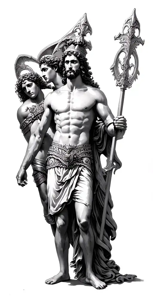 Roman god mars, with Roman goddess Juno and a couple legionaries  tattoo design idea