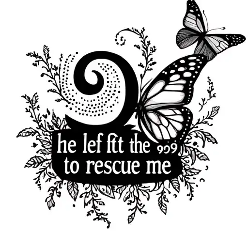 I want it to say "he left the 99 to rescue me" in Aramaic with a semi colon and butterfly attached to it beside it.  tattoo design idea
