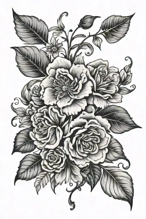 sophisticated flowers growing tattoo design idea