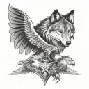 wolf and eagle  tattoo design idea