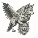 wolf and eagle  tattoo design idea