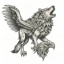 wolf and eagle  tattoo design idea