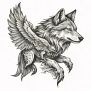 wolf and eagle  tattoo design idea