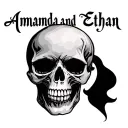 "Amanda and Ethan" skull tattoo design idea