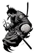 brain fighting suicidal tendencies and winning like a japanese samurai tattoo design idea