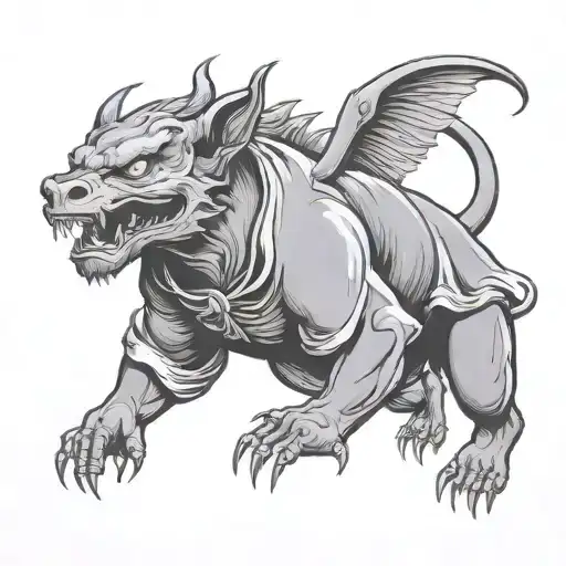 devil with wings spread wide tattoo design idea