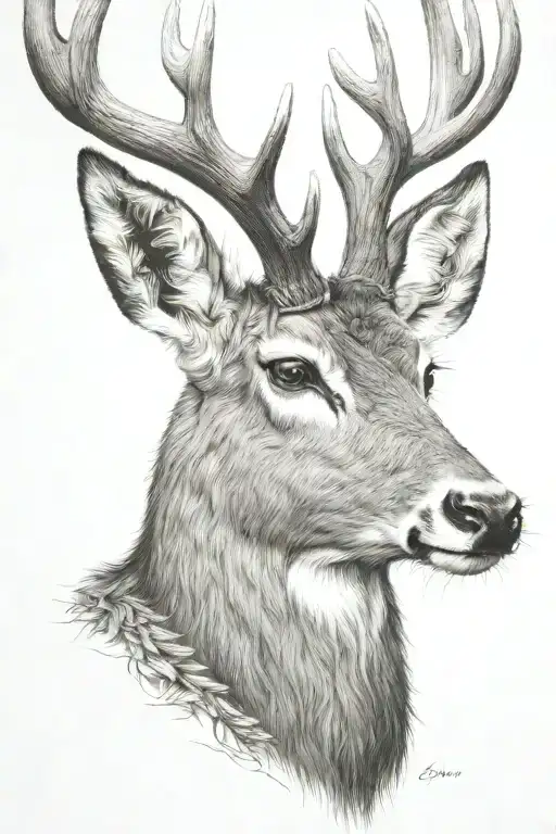 mule deer head facing forward tattoo design idea