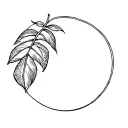 Cocoa with a leaf from the tree, minimalist tattoo tattoo design idea