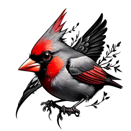 "BW" with a fiminine cardinal tattoo design idea