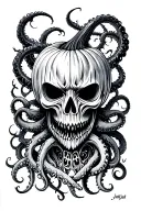 jack o lantern, tentacles, eldritch, deep space tattoo design idea