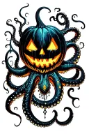 jack o lantern, tentacles, eldritch, deep space tattoo design idea