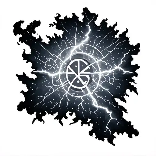 Nordic runes , lightning storm , map symbolizing tattoo design idea