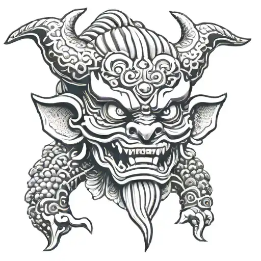 Asura God Japanese Mask tattoo design idea