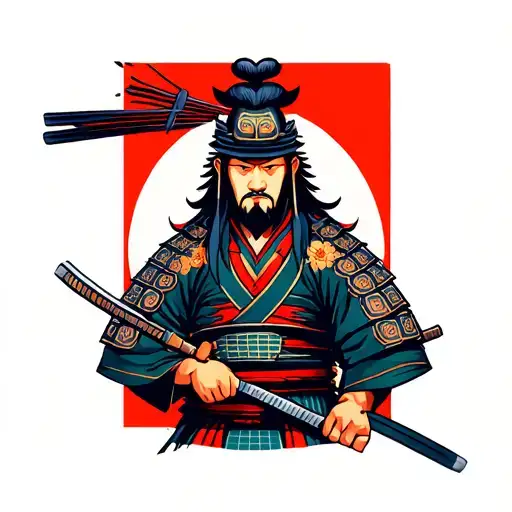 less gay samurai warrior tattoo design idea