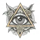 illuminati eye and trinagle symbol and time running out and rose or another symbol with number 777 and 420 ,inner right  tattoo design idea