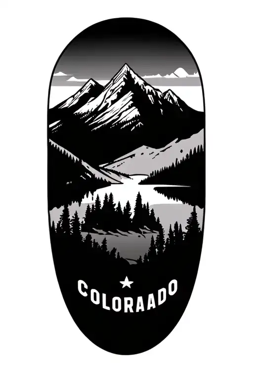 Rocky Mountains with Colorado logo tattoo design idea