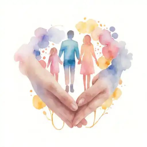 family holding hands tattoo design idea