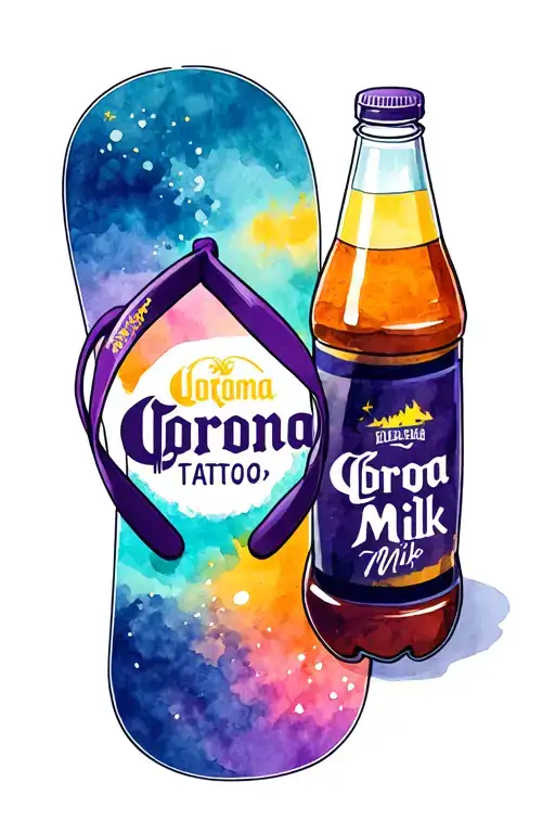 snowboarding, flip flops, camping, dairy milk, bottle of corona tattoo design idea