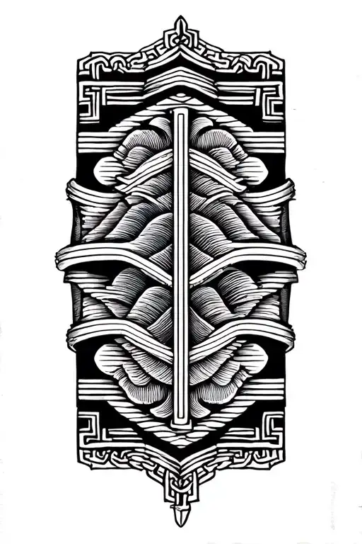  lines waves with Greek key arm band worked  tattoo design idea