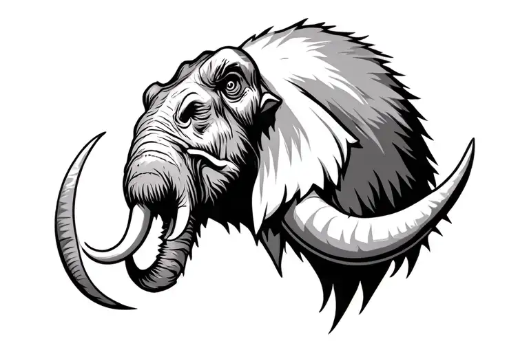 aggressive mammoth head face forward  tattoo design idea