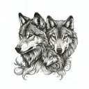 wolf couple tattoo design idea