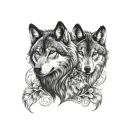 wolf couple tattoo design idea