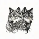 wolf couple tattoo design idea