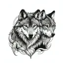 wolf couple tattoo design idea