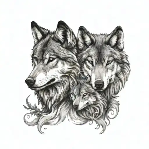 wolf couple tattoo design idea