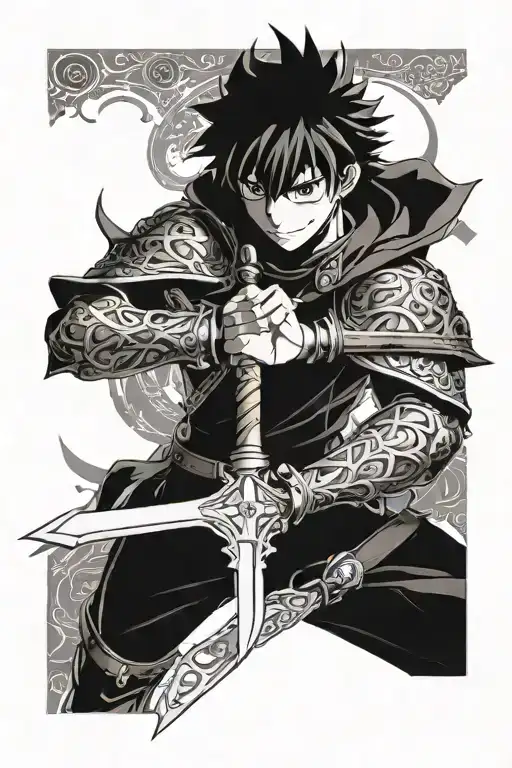 create a tattoo of asta's sword coming out of his grimoire from black clover  tattoo design idea