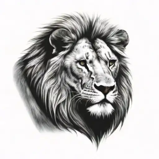 badass lion head above lion cub tattoo design idea
