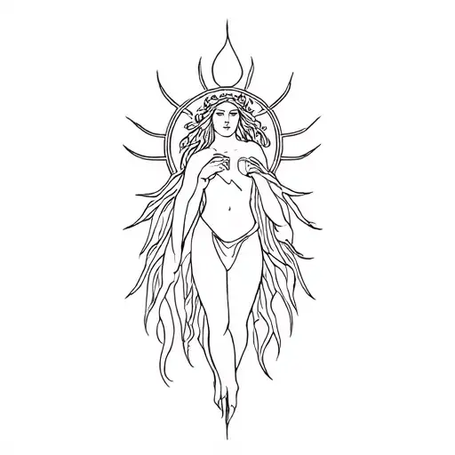 Hecate goddess outline simple tattoo tattoo design idea