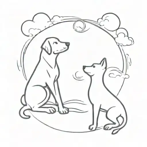 the relationship between the dog in heaven and the man on earth in a tattoo tattoo design idea