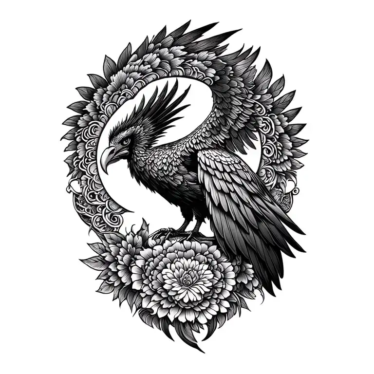 Indonesian Garuda Blackwork traditional style tattoo design idea