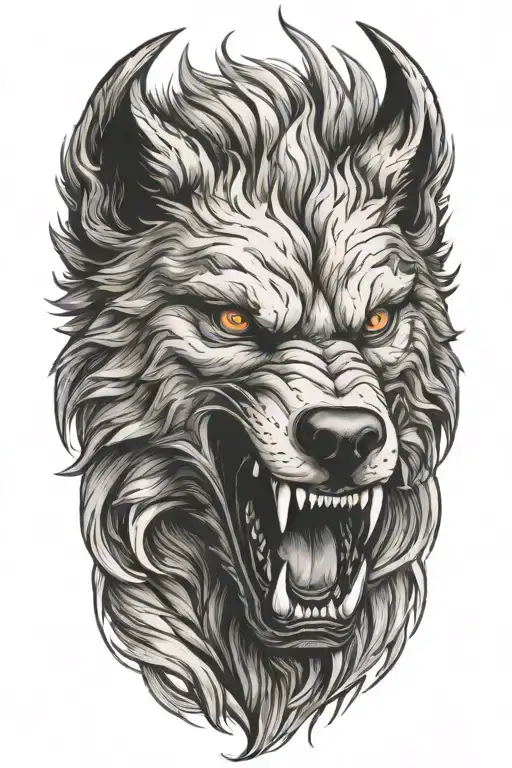 fenrir rage face tattoo design idea