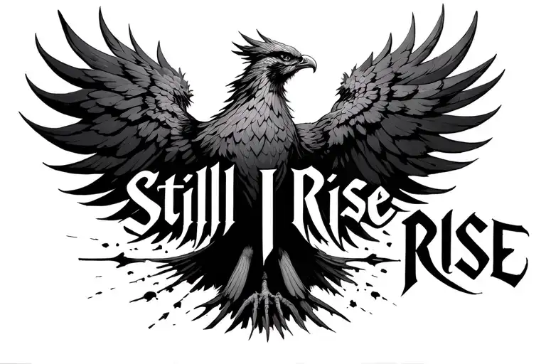 "STILL I RISE" phoenix rising from the ashes tattoo design idea