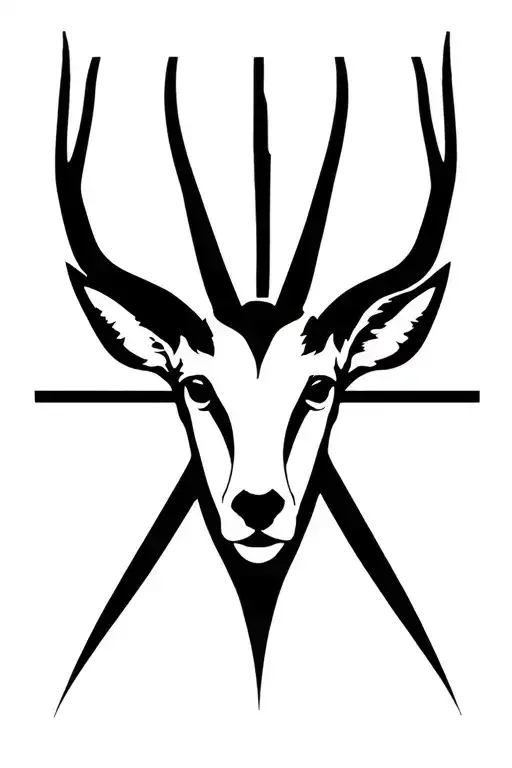Gazelle head and cross tattoo design idea
