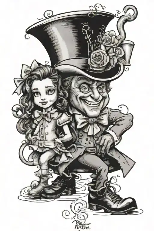 Willy wonka and chip Potts beauty and the beast tattoo design idea