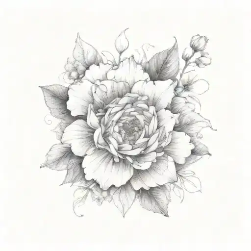 July august november birth flower bouquet tattoo design idea