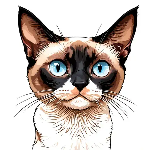 Siamese cat with rockera clothing tattoo design idea