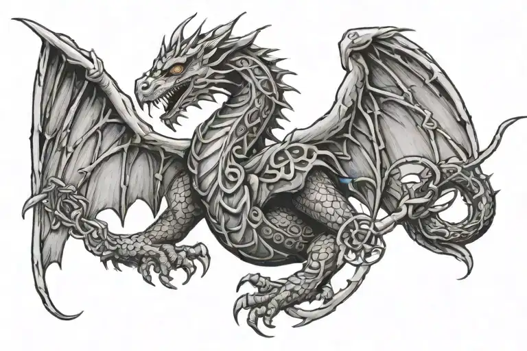 Welsh Dragon wrapped in celtic band tattoo tattoo design idea