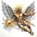 icarus falling from the sun tattoo design idea