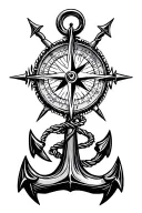 compass and anchor connected tattoo design idea