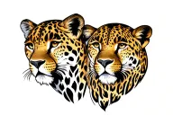 two spotless leopard with a lioness head tattoo design idea