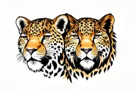 two spotless leopard with a lioness head tattoo design idea